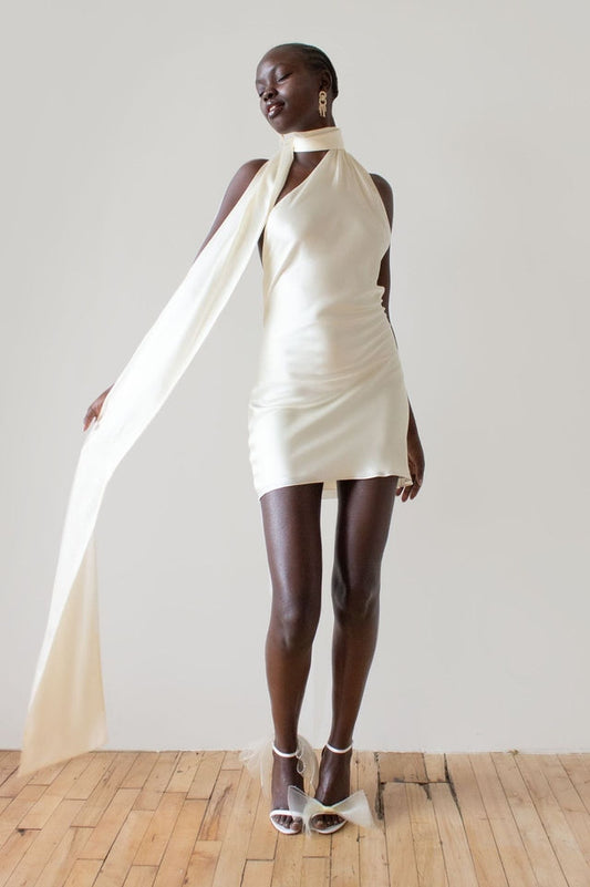 Astrella Neck Wrap Midi A-Line Elbise