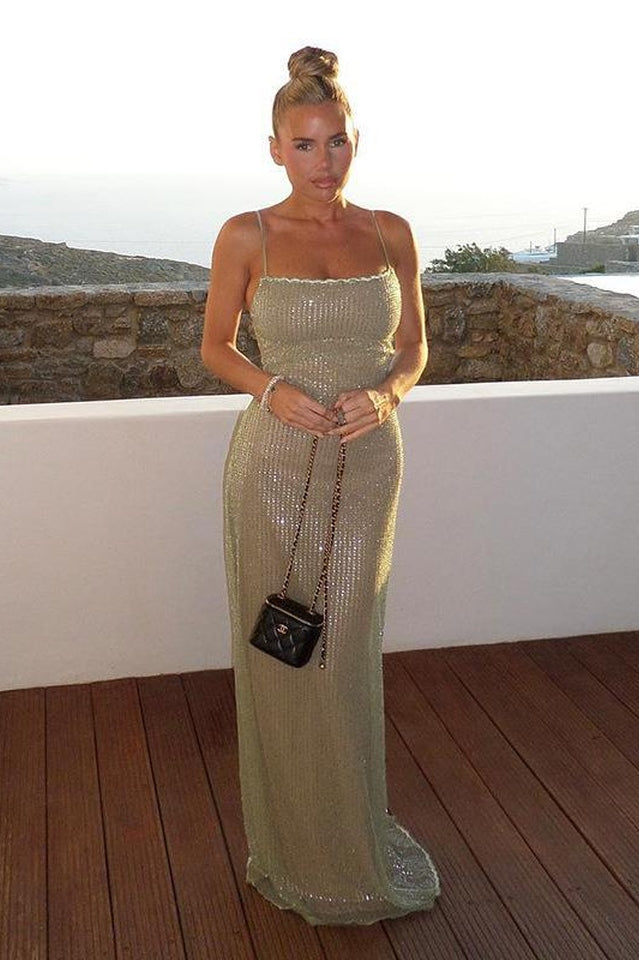 Sparkle Sequined Fit Maxi Elbise