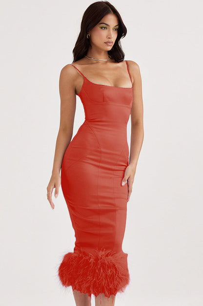 Helena Orchid Satin Midi Elbise