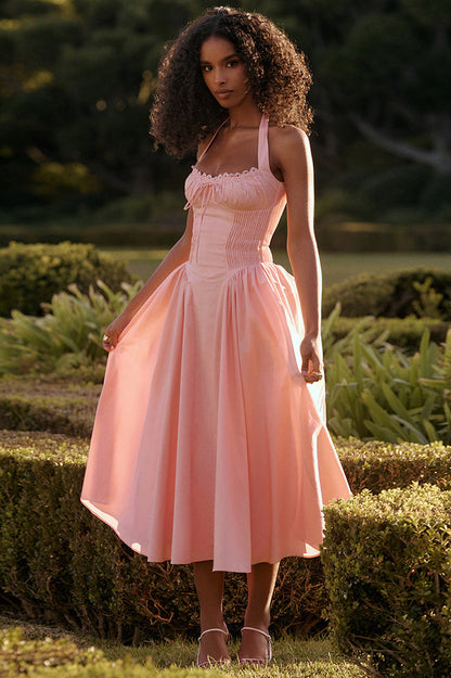 Adabella Cotton Halter Midi Elbise