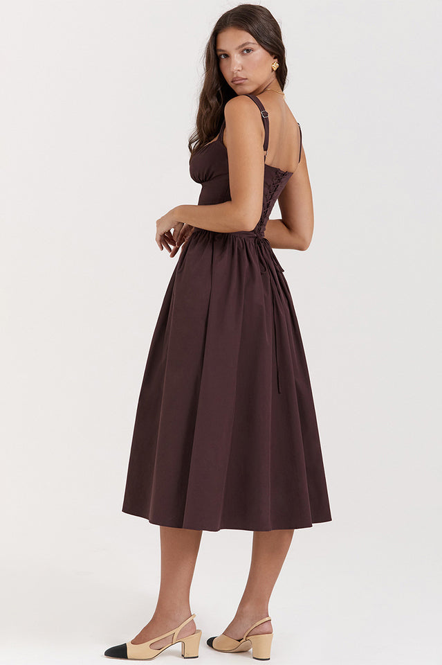 Rich Brown Midi Elbise