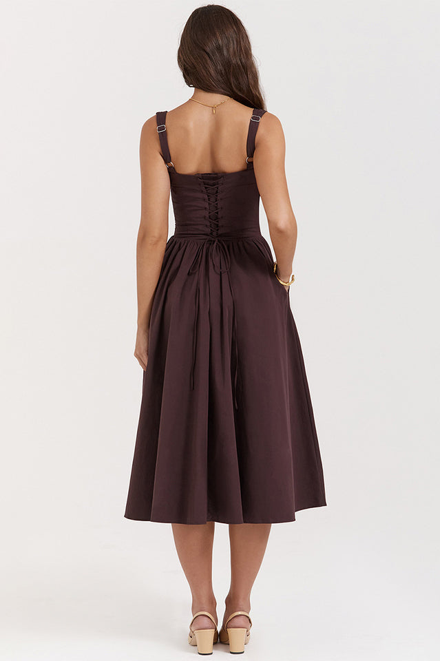 Rich Brown Midi Elbise