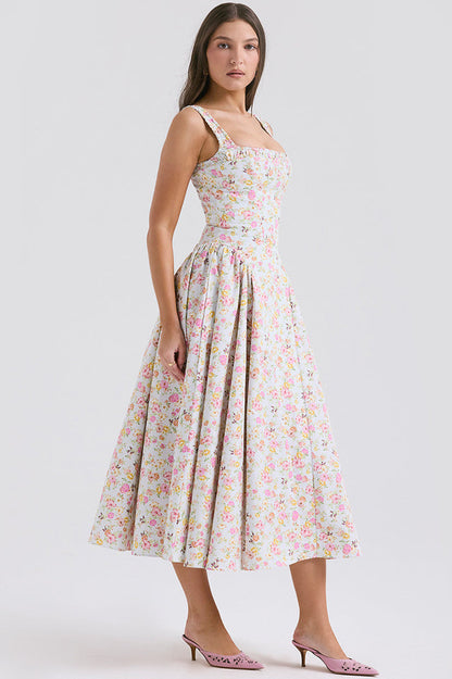 Dorothy White Rosebud Print Elbise