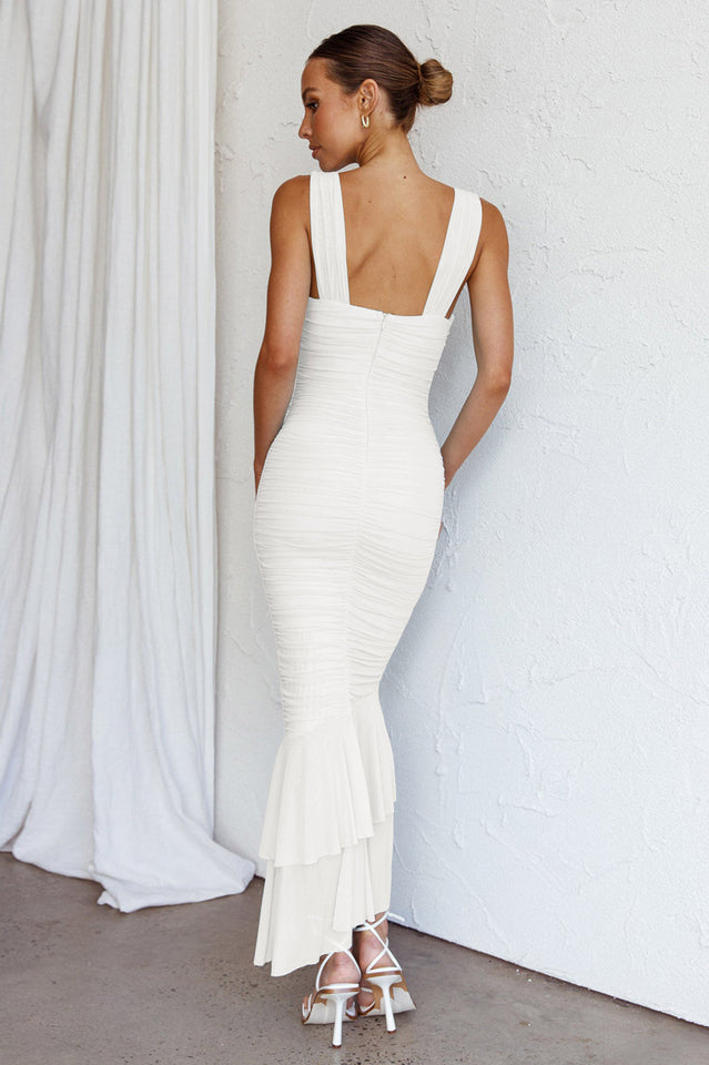 Nadia Ruched Fishtail Maxi Elbise