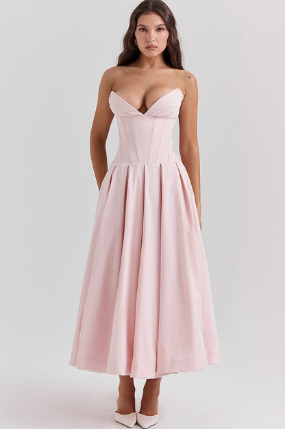 Lady Black Strapless Midi Elbise