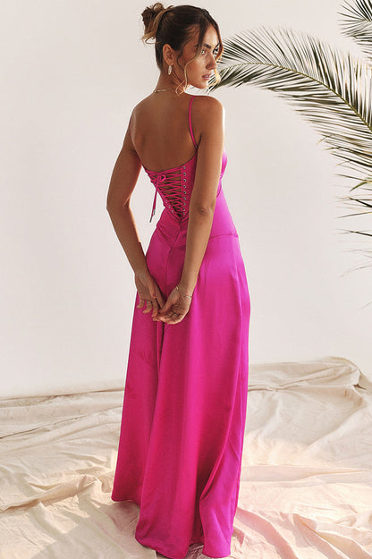 Anabella Black Lace Up Maxi Elbise