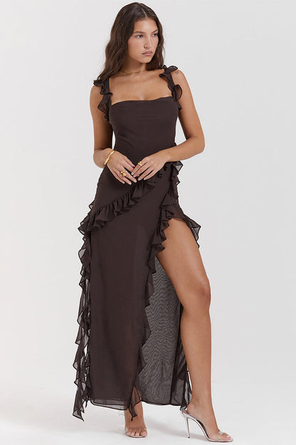 Ariel Cherry Pleated Maxi Elbise