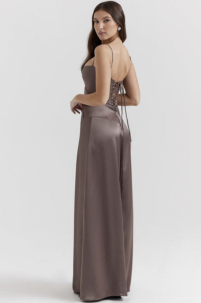 Anabella Black Lace Up Maxi Elbise