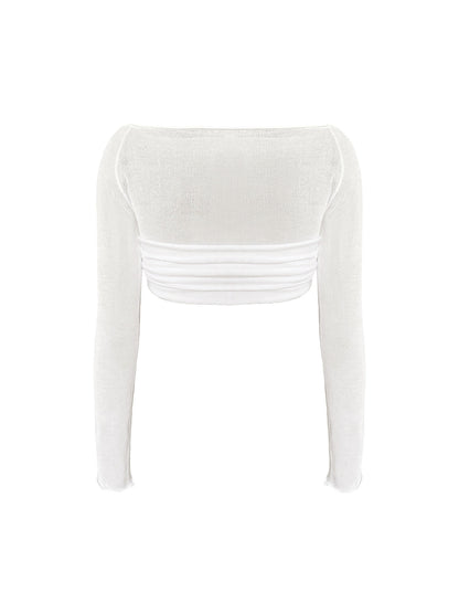 Nostalgia Off-Shoulder Mesh Crop Üst