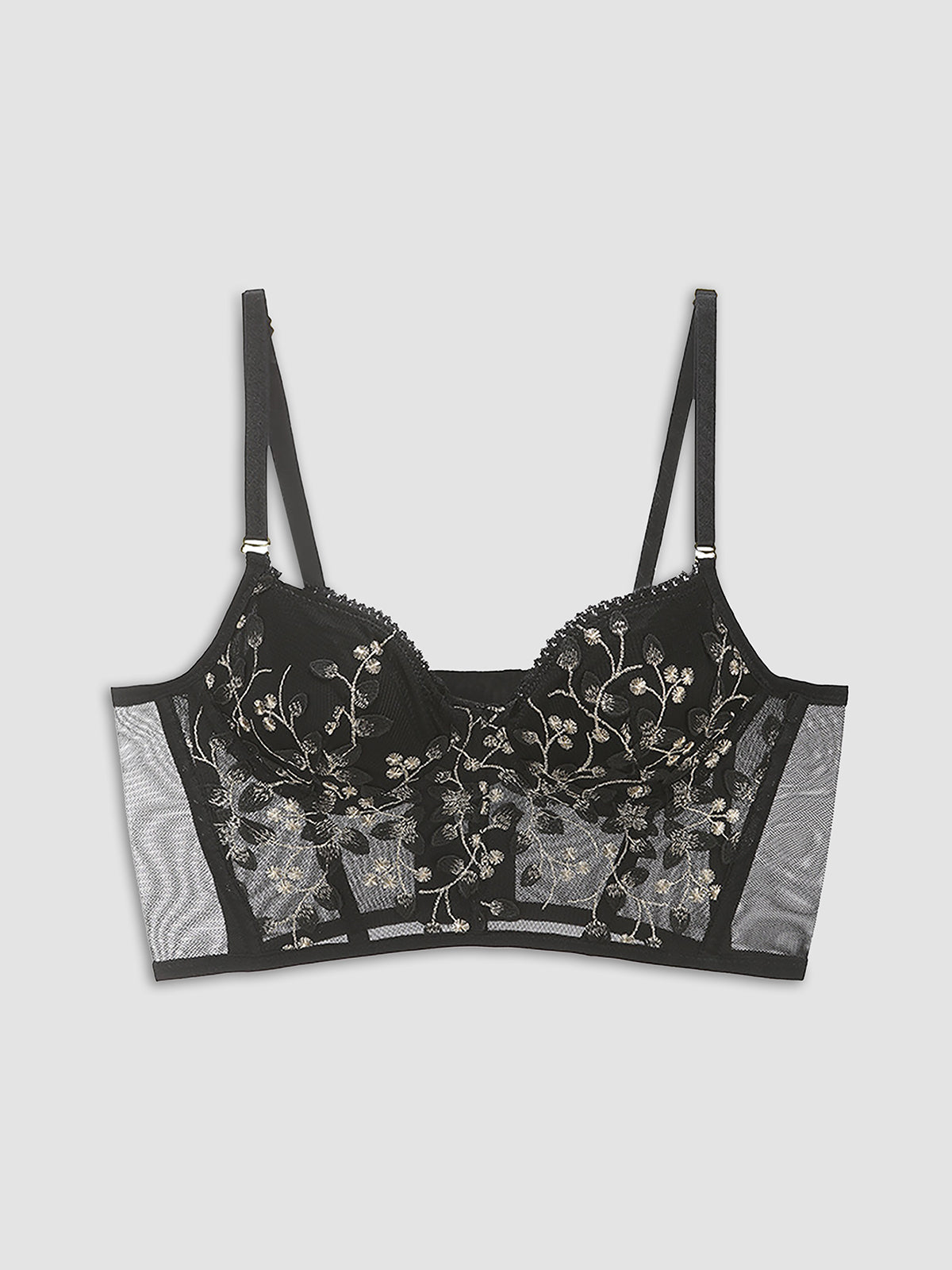 Floral Mesh Lace Crop Corset Üst