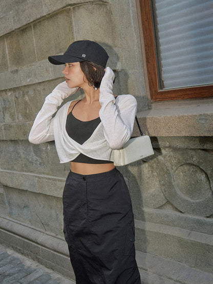 Twist Cover Up Crop Knit Üst