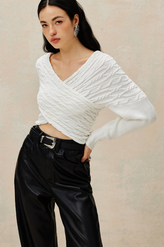 Criss Cross Crop Knit Üst