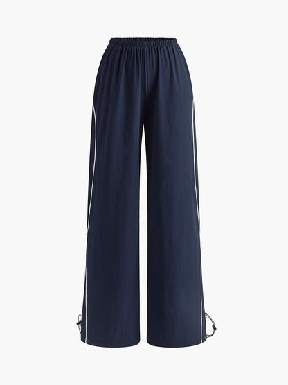 Contrast Piping Drawstring Pantolon