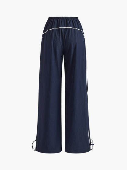 Contrast Piping Drawstring Pantolon