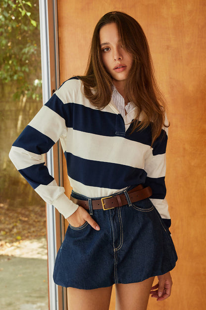 Striped Polo Bodysuit
