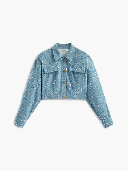 Sequins Decor Crop Ceket