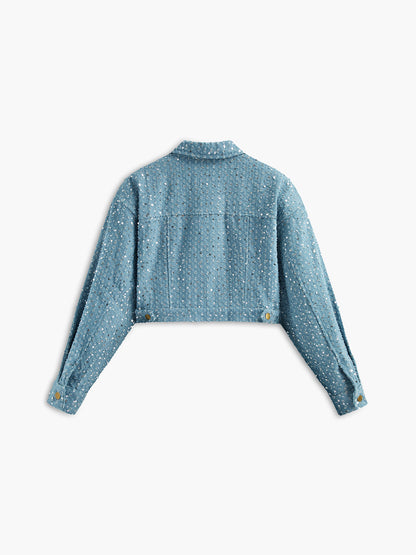 Sequins Decor Crop Ceket