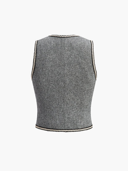 Pearl Button Split Crop Yelek