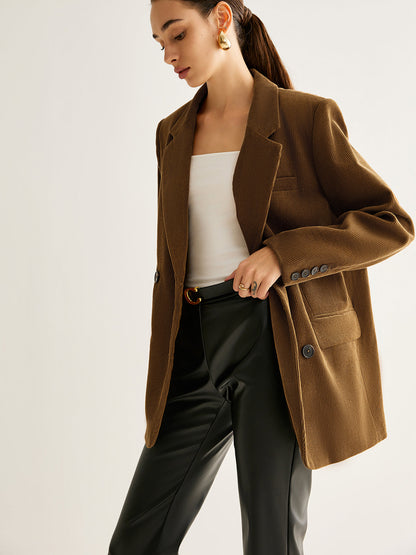 Cotton Corduroy Button Blazer Ceket