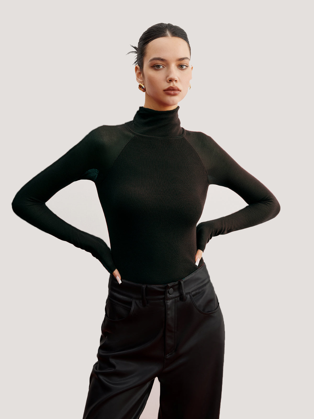 Sheer Sleeve Skinny Üst