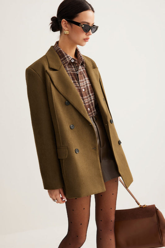 Suede Back-Slit Blazer Ceket