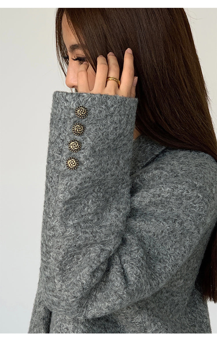 Tweed Long Blazer Without Belt Ceket