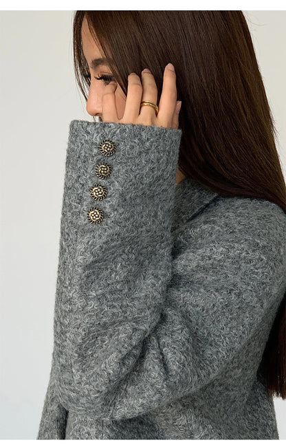 Tweed Long Blazer Without Belt Ceket