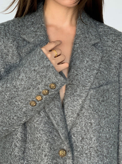 Tweed Long Blazer Without Belt Ceket