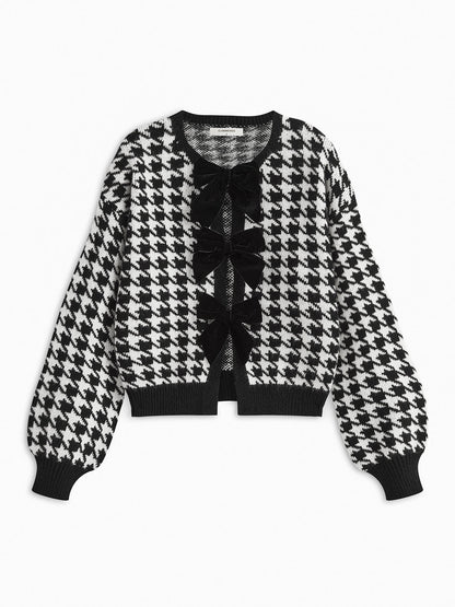 Velvet-Bow Lantern Sleeve Kazak