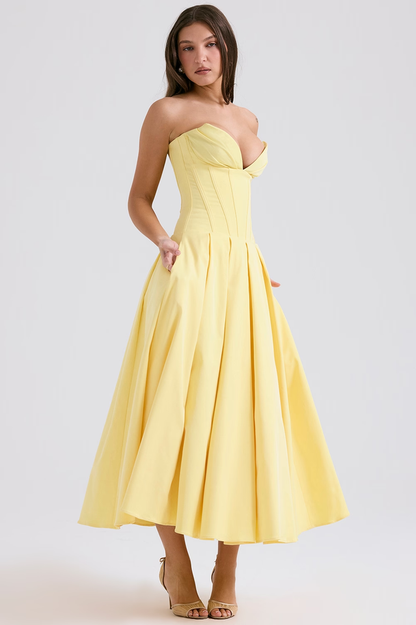 Lady Black Strapless Midi Elbise