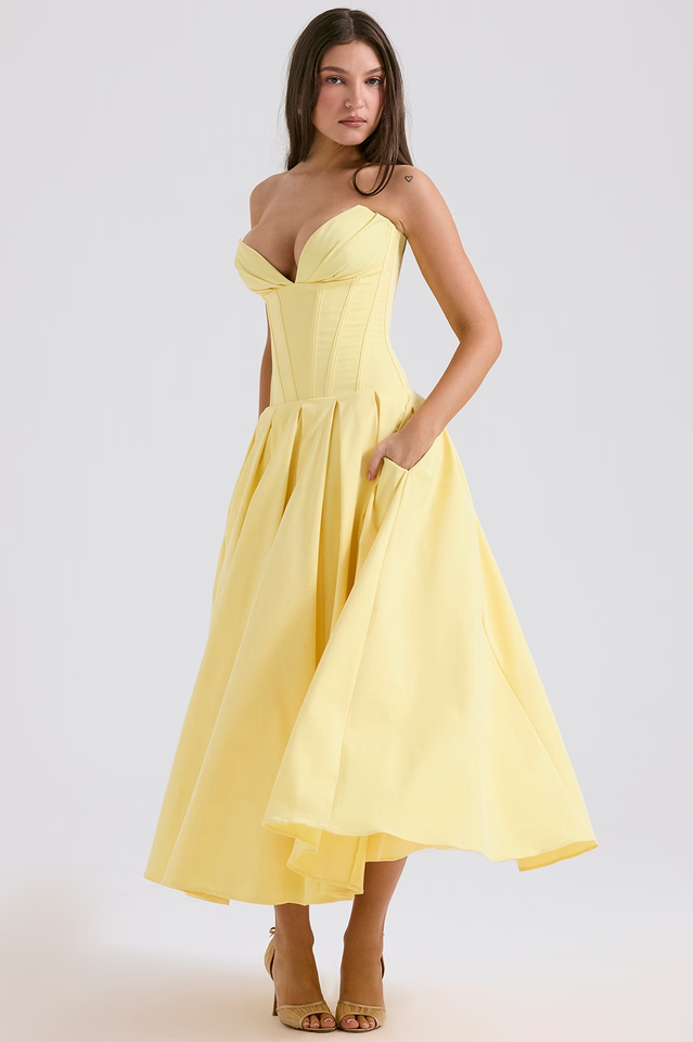 Lady Black Strapless Midi Elbise