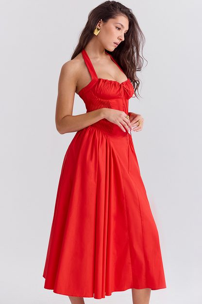 Adabella Cotton Halter Midi Elbise