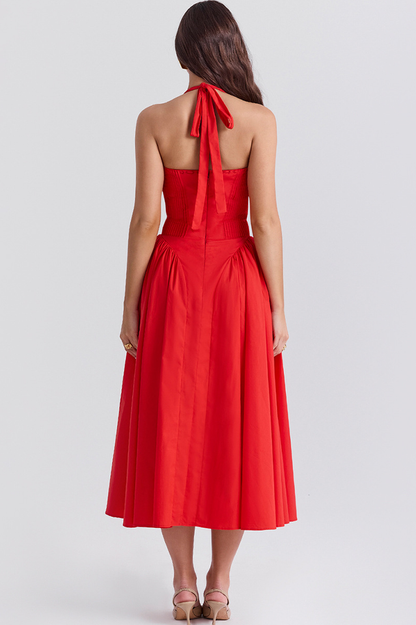 Adabella Cotton Halter Midi Elbise